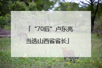“70后”卢东亮当选山西省省长