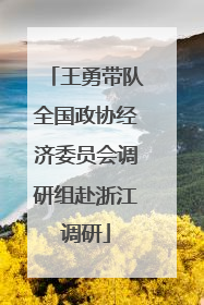 王勇带队全国政协经济委员会调研组赴浙江调研