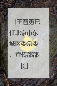 王智勇已任北京市东城区委常委、宣传部部长
