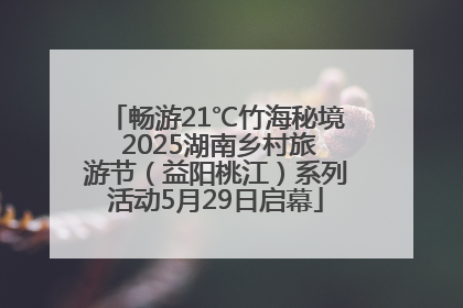 畅游21℃竹海秘境 2025湖南乡村旅游节（益阳桃江）系列活动5月29日启幕