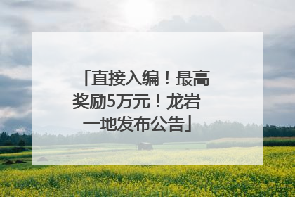 直接入编！最高奖励5万元！龙岩一地发布公告