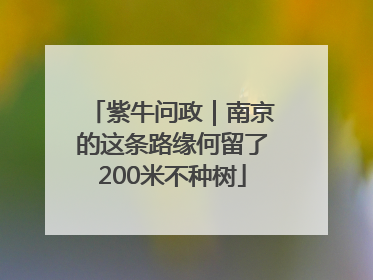 紫牛问政｜南京的这条路缘何留了200米不种树