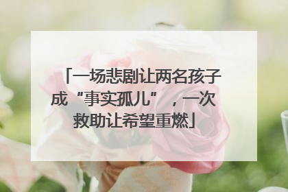 一场悲剧让两名孩子成“事实孤儿”，一次救助让希望重燃