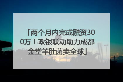 两个月内完成融资300万！政银联动助力成都金堂羊肚菌卖全球