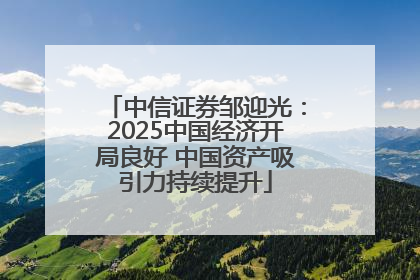 中信证券邹迎光：2025中国经济开局良好 中国资产吸引力持续提升
