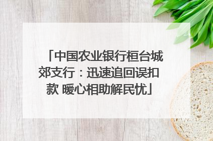中国农业银行桓台城郊支行：迅速追回误扣款 暖心相助解民忧