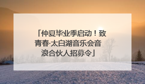 仲夏毕业季启动！致青春·太白湖音乐会音浪合伙人招募令