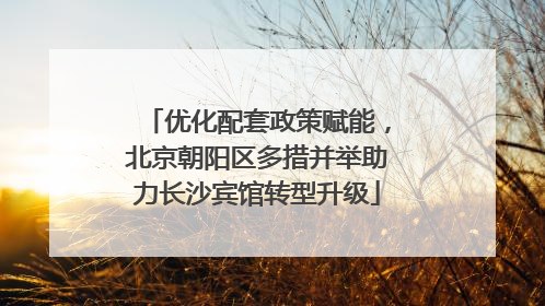 优化配套政策赋能，北京朝阳区多措并举助力长沙宾馆转型升级