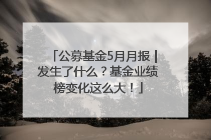 公募基金5月月报｜发生了什么？基金业绩榜变化这么大！
