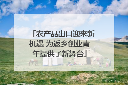 农产品出口迎来新机遇 为返乡创业青年提供了新舞台