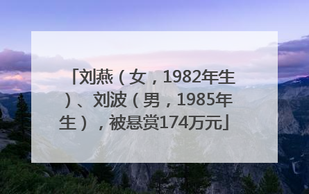 刘燕（女，1982年生）、刘波（男，1985年生），被悬赏174万元