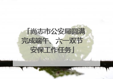 尚志市公安局圆满完成端午、六一双节安保工作任务
