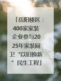 岳阳楼区：400家家装企业参与2025年家装厨卫“以旧换新”民生工程