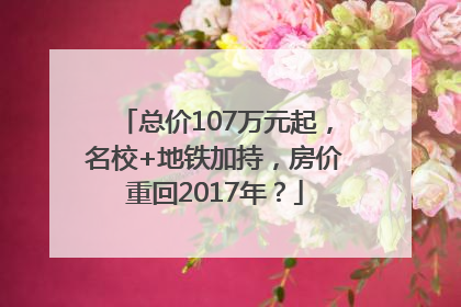 总价107万元起，名校+地铁加持，房价重回2017年？