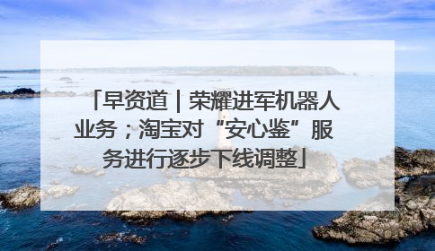 早资道｜荣耀进军机器人业务；淘宝对“安心鉴”服务进行逐步下线调整