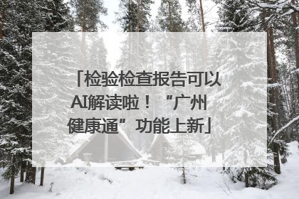 检验检查报告可以AI解读啦！“广州健康通”功能上新