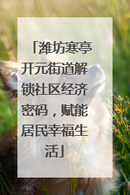潍坊寒亭开元街道解锁社区经济密码，赋能居民幸福生活