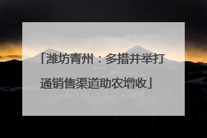 潍坊青州：多措并举打通销售渠道助农增收