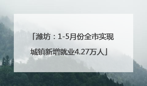 潍坊：1-5月份全市实现城镇新增就业4.27万人