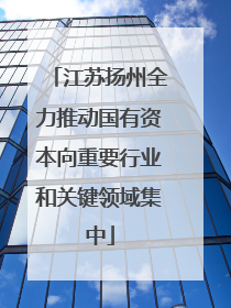 江苏扬州全力推动国有资本向重要行业和关键领域集中