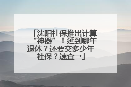 沈阳社保推出计算“神器”！延到哪年退休？还要交多少年社保？速查→