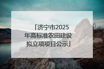 济宁市2025年高标准农田建设拟立项项目公示