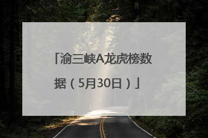 渝三峡A龙虎榜数据（5月30日）