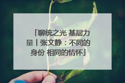 聊统之光 基层力量丨张文静：不同的身份 相同的情怀