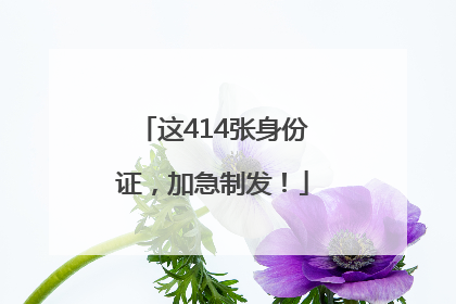 这414张身份证，加急制发！