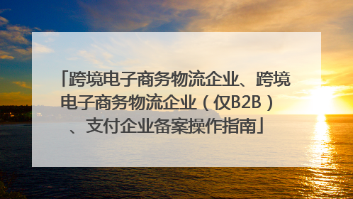 跨境电子商务物流企业、跨境电子商务物流企业（仅B2B）、支付企业备案操作指南