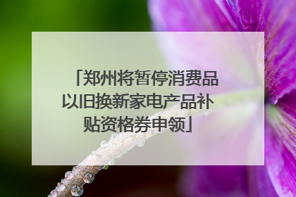 郑州将暂停消费品以旧换新家电产品补贴资格券申领
