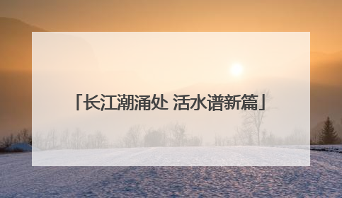 长江潮涌处 活水谱新篇