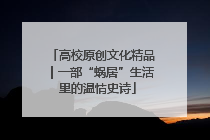 高校原创文化精品｜一部“蜗居”生活里的温情史诗