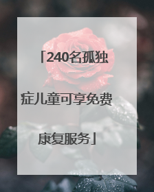 240名孤独症儿童可享免费康复服务